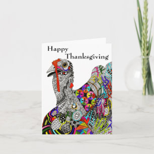 Colorful Turkey Happy Thanksgiving Wenskaart Feestdagen Kaart