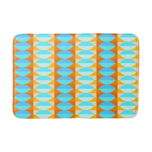 Colorful Turquoise Blue Oranje Yellow Pattern Badmat