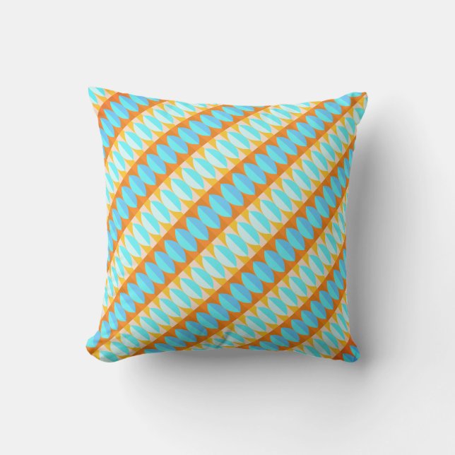 Colorful Turquoise Blue Oranje Yellow Pattern Buitenkussen (Voorkant)