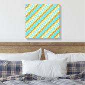 Colorful Turquoise Blue Oranje Yellow Pattern Canvas Afdruk (Insitu (Slaapkamer))