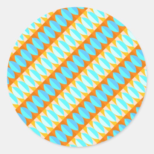 Colorful Turquoise Blue Oranje Yellow Pattern Ronde Sticker (Voorkant)