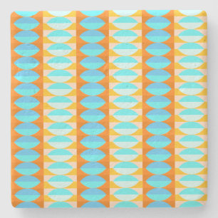 Colorful Turquoise Blue Oranje Yellow Pattern Stenen Onderzetter