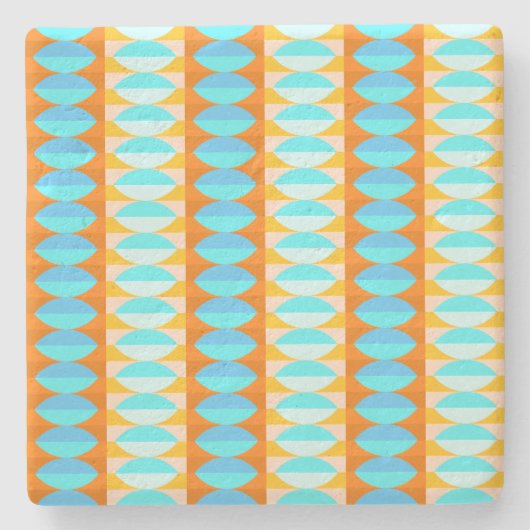Colorful Turquoise Blue Oranje Yellow Pattern Stenen Onderzetter (Voorkant)