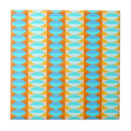 Colorful Turquoise Blue Oranje Yellow Pattern Tegeltje