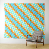 Colorful Turquoise Blue Oranje Yellow Pattern Wandkleed (In Situ (horizontaal))