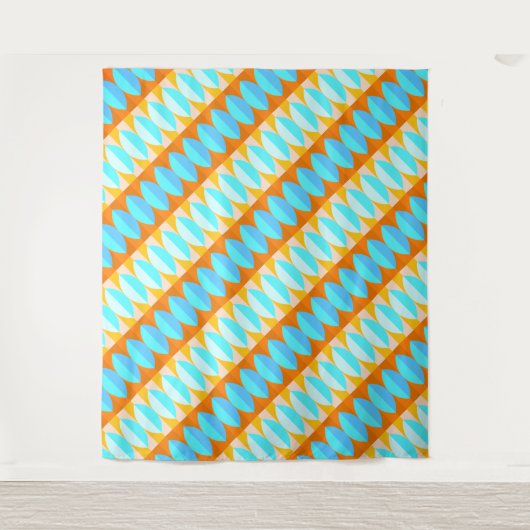 Colorful Turquoise Blue Oranje Yellow Pattern Wandkleed (Voorkant)
