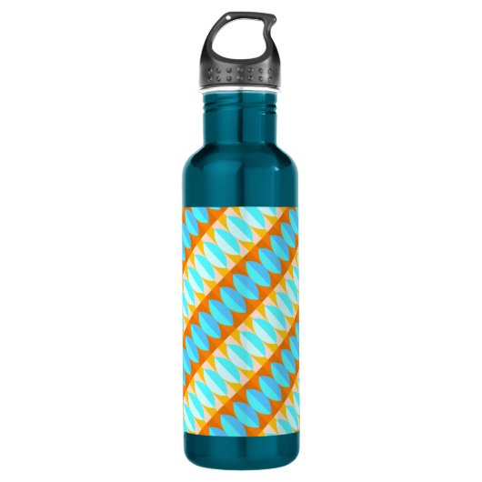 Colorful Turquoise Blue Oranje Yellow Pattern Waterfles (Voorkant)