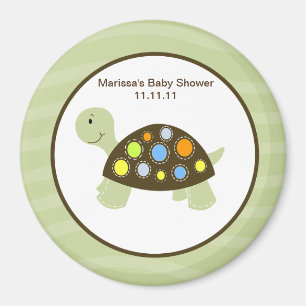Colorful Turtle 3-inch Round Favor Magnet - Groen