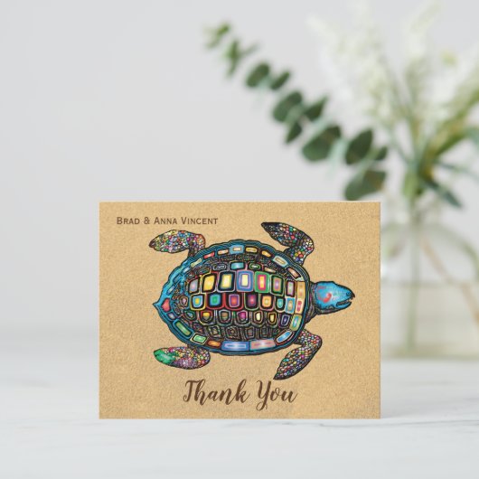 Colorful Turtle Sandy Beach Dank u (Staand voorkant)
