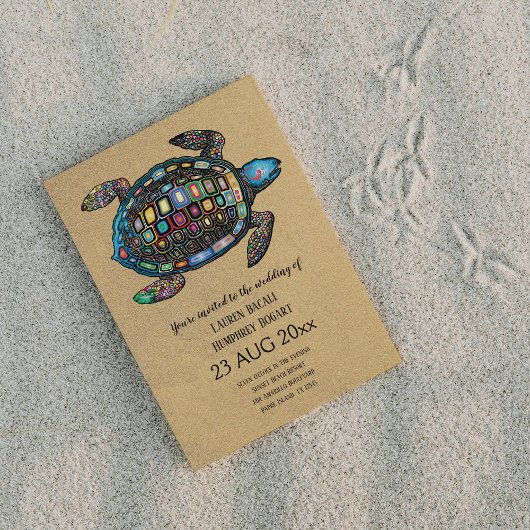 Colorful Turtle Sandy Beach Weddenschap Kaart