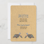 Colorful Turtle Sandy Beach Weddenschap Kaart (Achterkant)