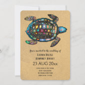 Colorful Turtle Sandy Beach Weddenschap Kaart (Voorkant)