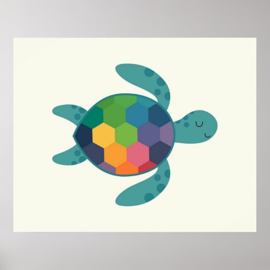 Colorful Turtle with Geometric Shell Baby kids  Poster (Voorkant)