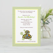 Colorful Turtles 5x7 Birthday Invitation - Green Kaart (Staand voorkant)