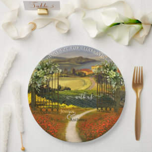 Colorful Tuscan Landscape Wedding Papieren Bordje