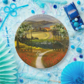 Colorful Tuscan Landscape Wedding Papieren Bordje (Feest)