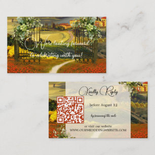Colorful Tuscan Landscape Wedding QR Code Informatiekaartje