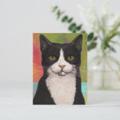 Colorful Tuxedo Cat Briefkaart (Staand voorkant)