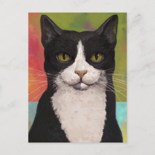 Colorful Tuxedo Cat Briefkaart
