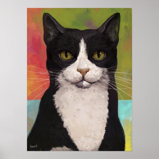 Colorful Tuxedo Cat Poster (Voorkant)