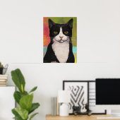 Colorful Tuxedo Cat Poster (Thuiskantoor)
