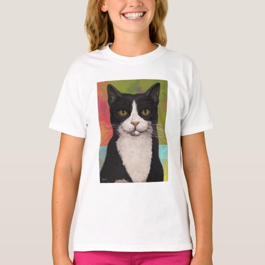 Colorful Tuxedo Cat T-shirt (Voorkant)