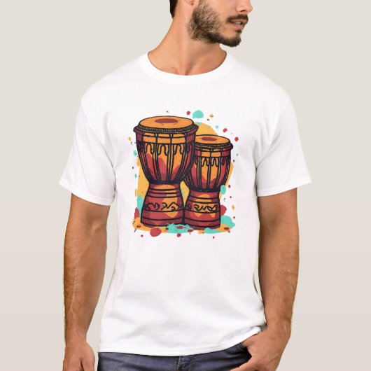 Colorful Twin Djembe Drums T-shirt (Voorkant)