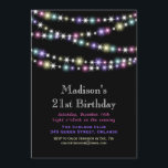 Colorful Twinkle Lights 21st Birthday Uitnodiging<br><div class="desc">Meerdere strengen kleurrijke dubbellichten en dansclubstijl maken deze uitnodiging tot pop voor een 21e verjaardag Partij.</div>