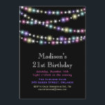 Colorful Twinkle Lights 21st Birthday Uitnodiging<br><div class="desc">Meerdere strengen kleurrijke dubbellichten en dansclubstijl maken deze uitnodiging tot pop voor een 21e verjaardag Partij.</div>