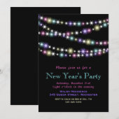 Colorful Twinkle Lights Uitnodiging nieuwjaar (Voorkant / Achterkant)