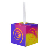Colorful Twirls on Smudge Cube Ornament (Achter hoekig)