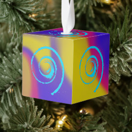 Colorful Twirls on Smudge Cube Ornament