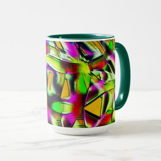 Colorful twisted cutouts limoen.., genoteerde kras mok (Voorkant rechts)