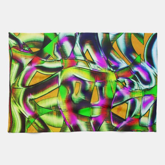 Colorful twisted cutouts limoen.., genoteerde kras theedoek (Horizontaal)