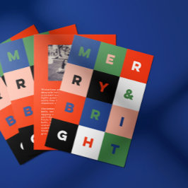 Colorful Type Merry and Bright Holiday Card Feestdagenkaart