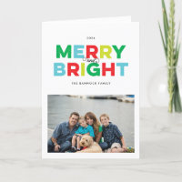 Colorful Type Merry en Bright Folded Holiday Kaart
