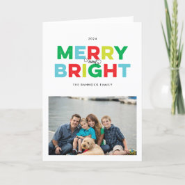 Colorful Type Merry en Bright Folded Holiday Kaart
