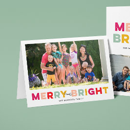 Colorful Type Merry en Bright Folded Holiday Kaart