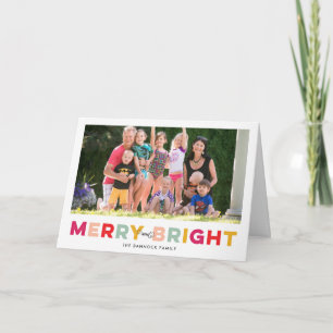 Colorful Type Merry en Bright Folded Holiday Kaart