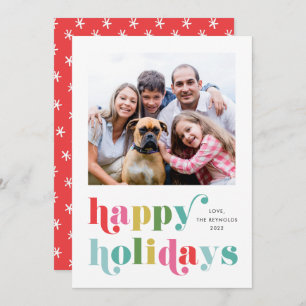 Colorful Type Moderne FotoHappy Feestdagenkaart