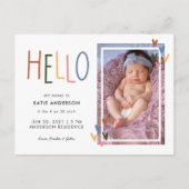 Colorful Typografie Hallo geboorteaankondiging Uitnodiging Briefkaart (Voorkant)