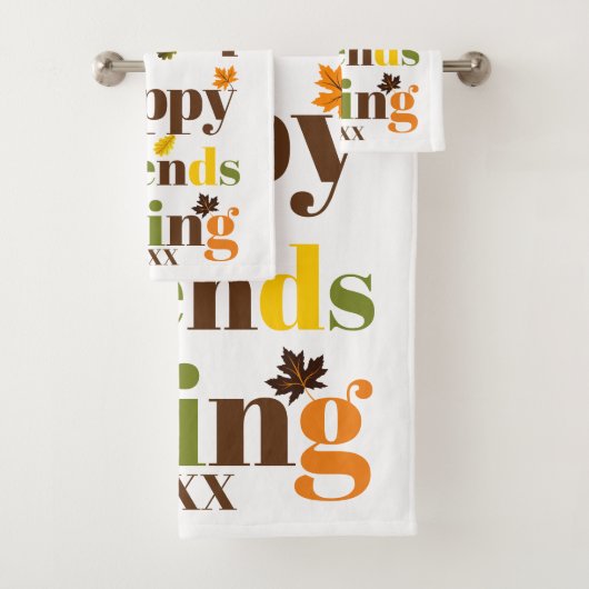 Colorful typografie Happy Friendsgiving herfst Bad Handdoek (Insitu)
