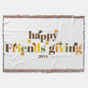 Colorful typografie Happy Friendsgiving herfst Deken