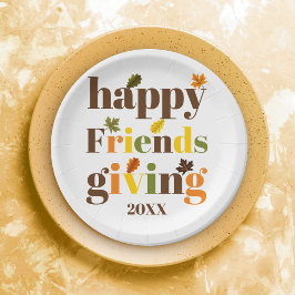 Colorful typografie Happy Friendsgiving herfst Papieren Bordje