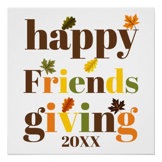 Colorful typografie Happy Friendsgiving herfst Perfect Poster (Voorkant)