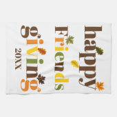 Colorful typografie Happy Friendsgiving herfst Theedoek (Horizontaal)