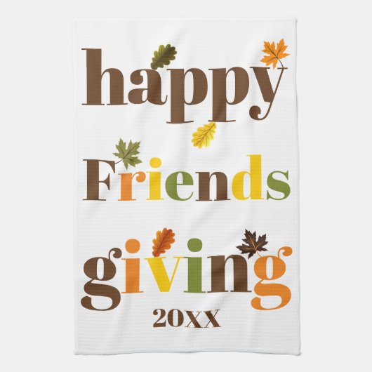 Colorful typografie Happy Friendsgiving herfst Theedoek (Verticaal)