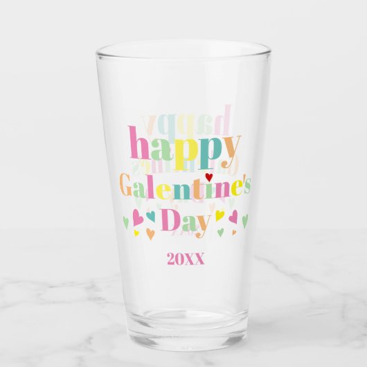 Colorful typografie Happy Galentines Day Glas (Voorkant)