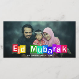 Colorful Typography Blocks Eid Mubarak-fotokaart