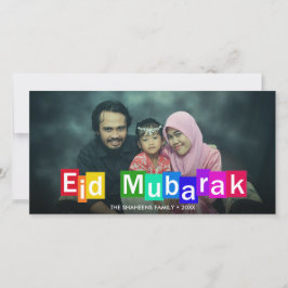 Colorful Typography Blocks Eid Mubarak-fotokaart
